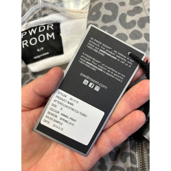 Pwdr Room After Glow Stretch Terry Gray Collared Animal Full Zip Sweater Size S - Picture 5 of 6